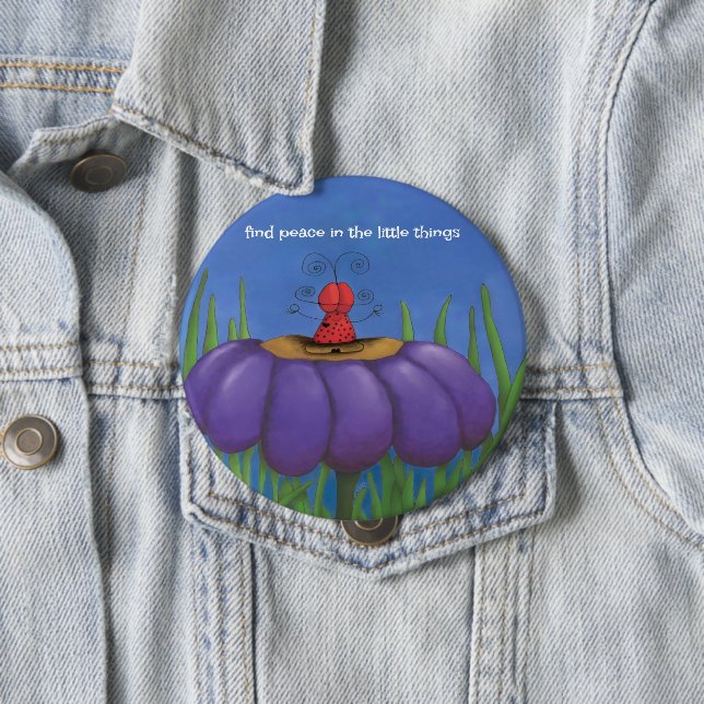 Zen Ladybug 10 Cm Round Badge (In Situ)