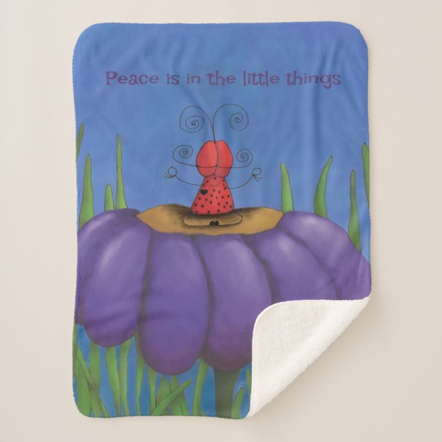 Zen Ladybug Sherpa Blanket (Front)