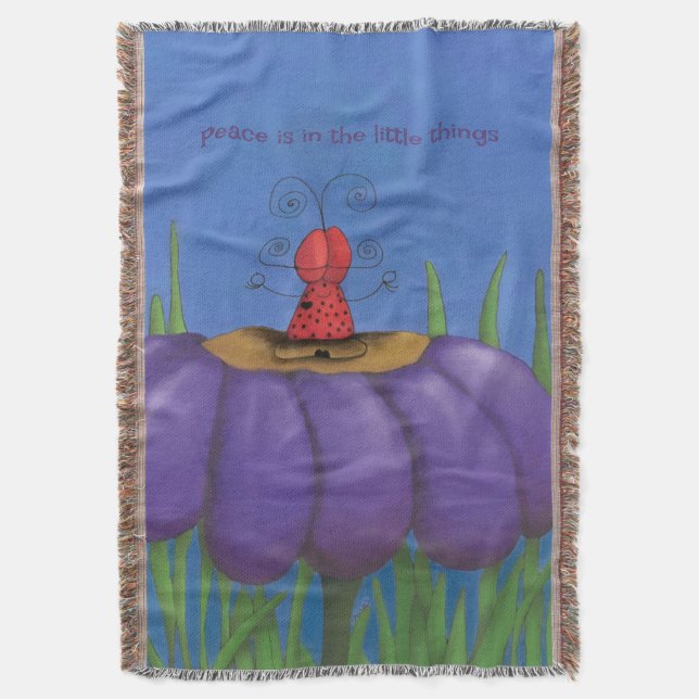 Zen Ladybug Throw Blanket (Front Vertical)