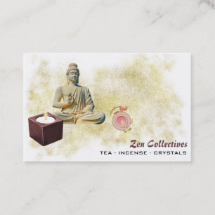 *~* Zen Lotus Buddha Candle Tea Gold Business Card