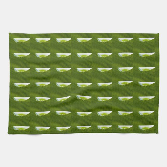 Zen Love Green Lotus Leaf  Water Drop Tea Towel (Horizontal)