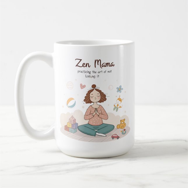 Zen Mama Calm Motherhood Art Coffee Mug (Left)