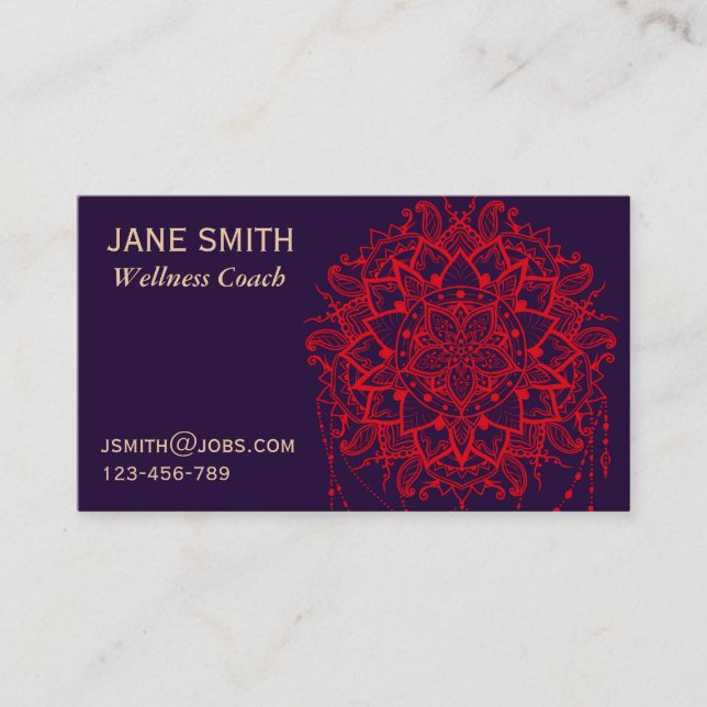 Zen Mandala wellness coach Business Card (Front)