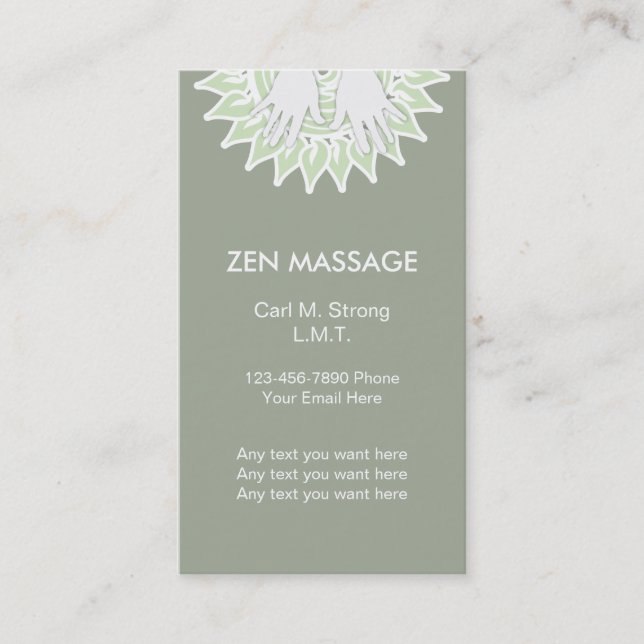 Zen Massage Business Cards (Front)
