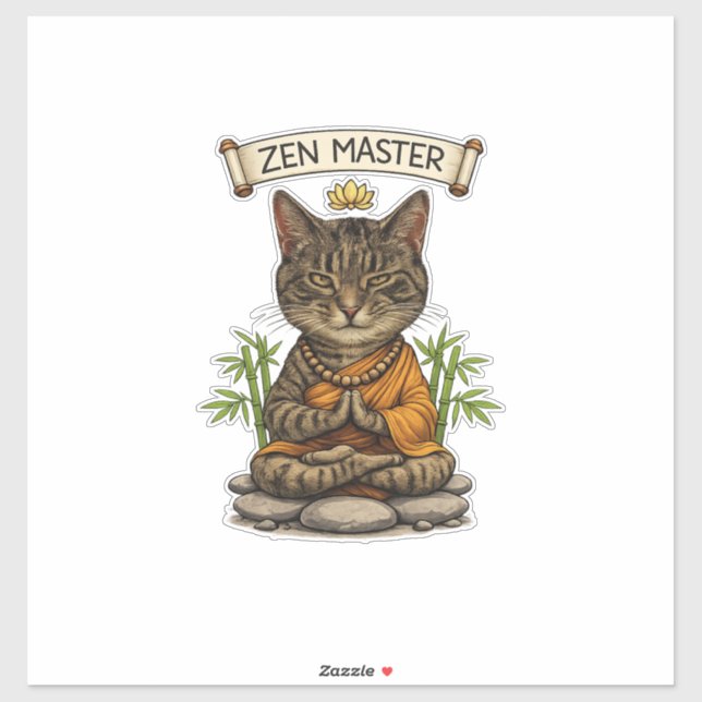 Zen Master Cat Funny Chill Gray Tabby Cat Gift  (Sheet)