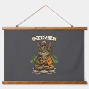 Zen Master Cat Funny Chill Gray Tabby Cat Gift  Hanging Tapestry