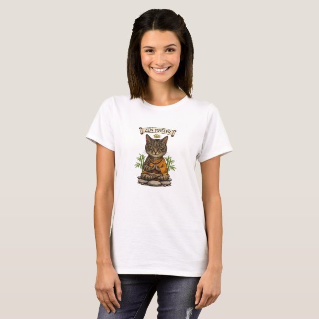 Zen Master Cat Funny Chill Gray Tabby Cat Gift  T-Shirt (Front Full)