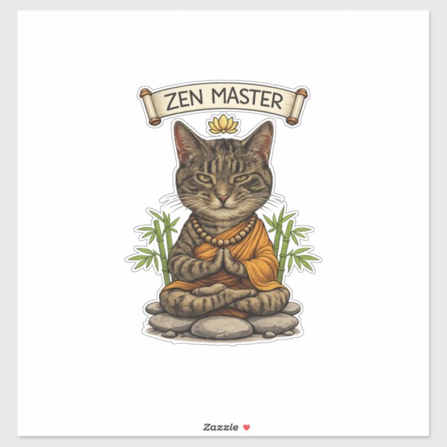 Zen Master Cat Funny Chill Grey Tabby Cat Gift  (Sheet)