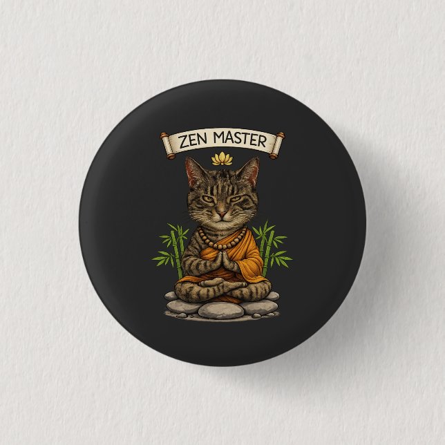 Zen Master Cat Funny Chill Grey Tabby Cat Gift  3 Cm Round Badge (Front)