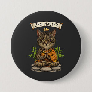 Zen Master Cat Funny Chill Grey Tabby Cat Gift 7.5 Cm Round Badge