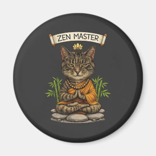 Zen Master Cat Funny Chill Grey Tabby Cat Gift  Magnet