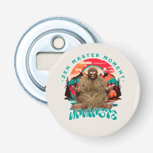 Zen Master Moment Bigfoot Meditation Retro Art Bottle Opener