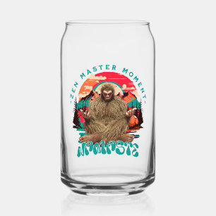 Zen Master Moment Bigfoot Meditation Retro Art Can Glass