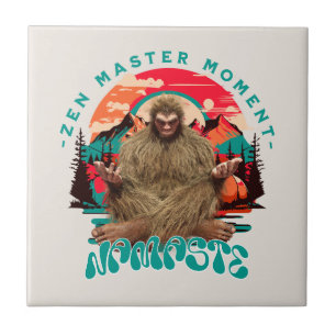 Zen Master Moment Bigfoot Meditation Retro Art Ceramic Tile
