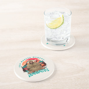 Zen Master Moment Bigfoot Meditation Retro Art Coaster