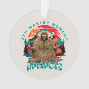 Zen Master Moment Bigfoot Meditation Retro Art Ornament