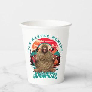 Zen Master Moment Bigfoot Meditation Retro Art Paper Cups