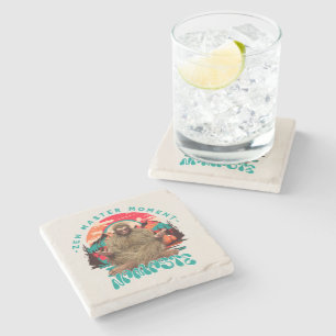 Zen Master Moment Bigfoot Meditation Retro Art Stone Coaster