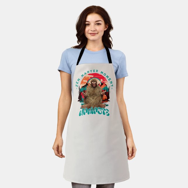 Zen Master Moment - Namaste Funny Bigfoot Apron (Worn)
