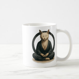 Zen Meditating Cat – Enso Circle Mindful Yoga Art Coffee Mug