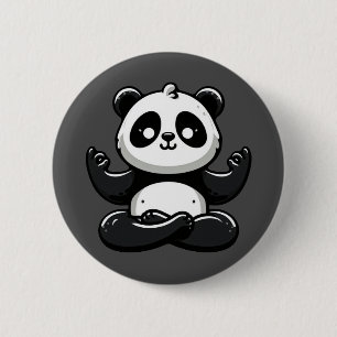 Zen Meditating Panda - Cute Animal Meditation Pose 6 Cm Round Badge