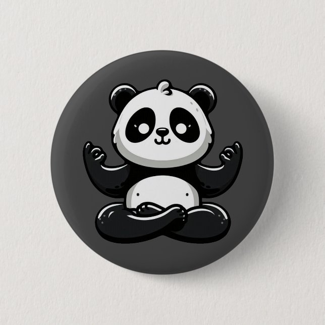 Zen Meditating Panda - Cute Animal Meditation Pose 6 Cm Round Badge (Front)