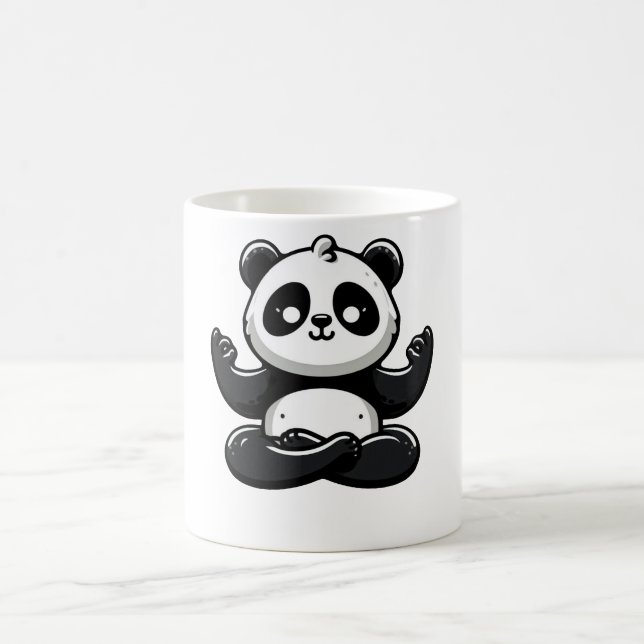 Zen Meditating Panda - Cute Animal Meditation Pose Coffee Mug (Center)