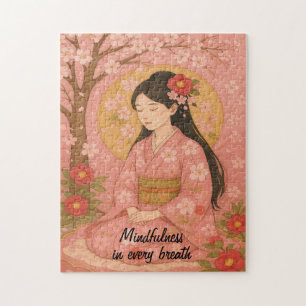 Zen Meditation art Mindfulness Yoga Pink Custom Jigsaw Puzzle