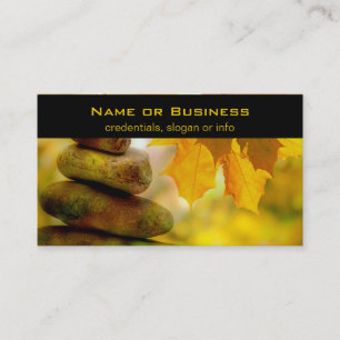 Zen meditation stones and Maple Leaves Business Card