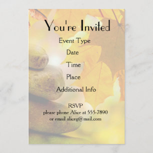 Zen meditation stones and Maple Leaves Invitation