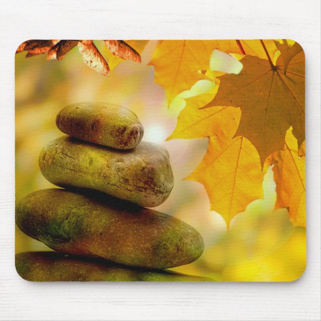 Zen meditation stones and Maple Leaves Mouse Pad (Front)