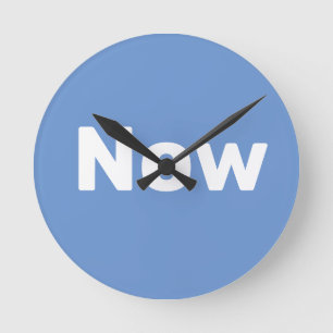 Zen, mindfulness, simple, blue & white round clock