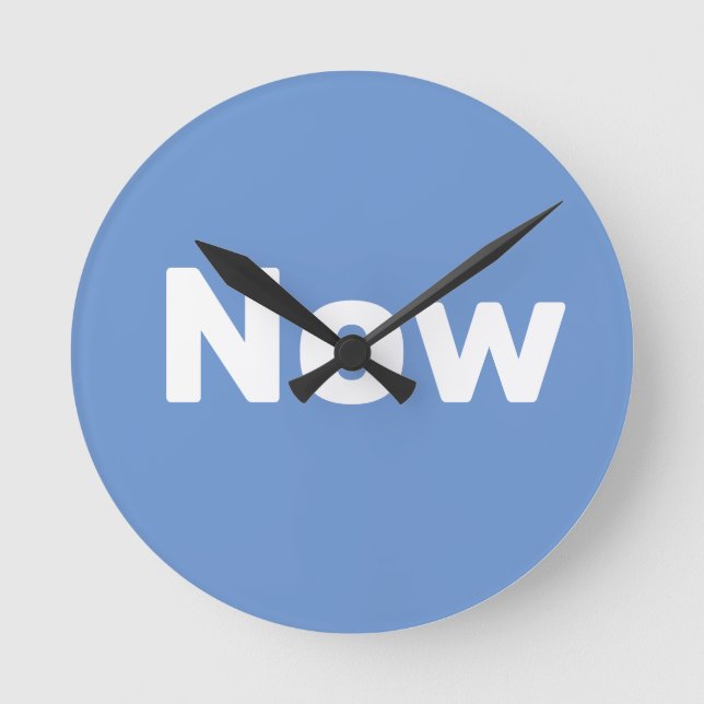 Zen, mindfulness, simple, blue & white round clock (Front)