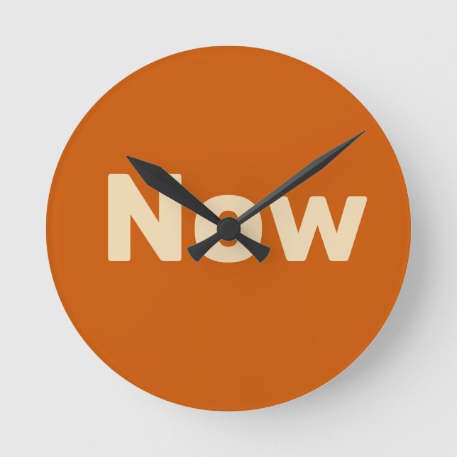 Zen, mindfulness, simple, burnt orange round clock (Front)