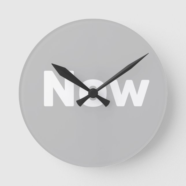Zen, mindfulness, simple, grey & white round clock (Front)