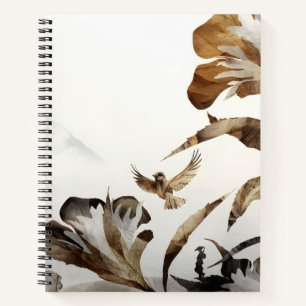 Zen Misty Mountain Birds Minimalist Nature Notebook