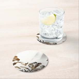 Zen Misty Mountain Birds Minimalist Nature Round Paper Coaster