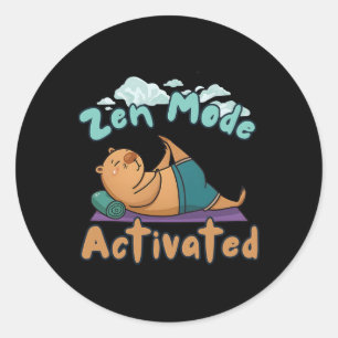 Zen Mode Activated Capyra Fitness Wellness Yoga Re Classic Round Sticker