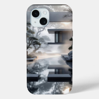 Zen Modern: Where Mist Meets Minimalism iPhone 15 Case