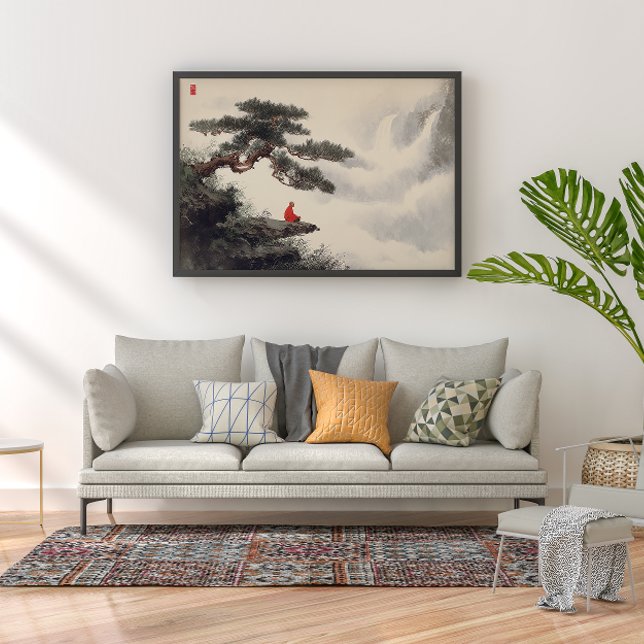 Zen Monk by Misty Waterfall Wall Decor Photo Print (Creator Uploaded)