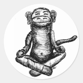 zen monkey2 round stickers