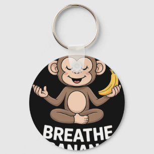 Zen Monkey Breathe Nana Repeat Funny Yoga Meditati Key Ring