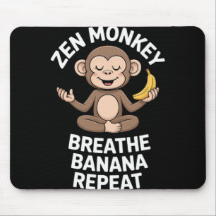 Zen Monkey Breathe Nana Repeat Funny Yoga Meditati Mouse Pad