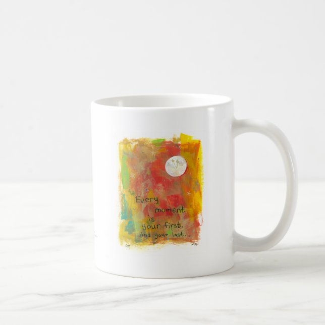 Zen Moon modern art painting - live in the moment Coffee Mug (Right)