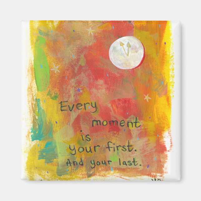 Zen Moon modern art painting - live in the moment Magnet (Front)