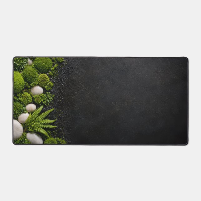 Zen Mossy Forest Floor and Stone Desk Mat (Front)