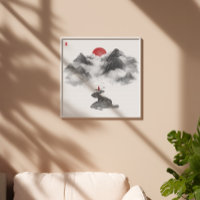 Zen Mountain Cloud Path Art Print - Ink Decor