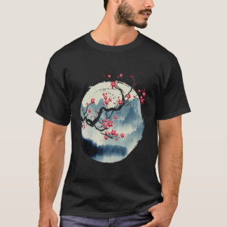 Zen Mountains Cherry Blossom Flowers Japanese Wood T-Shirt