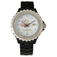 *~* Zen Namaste Pink Lotus Flower Spiritual Black