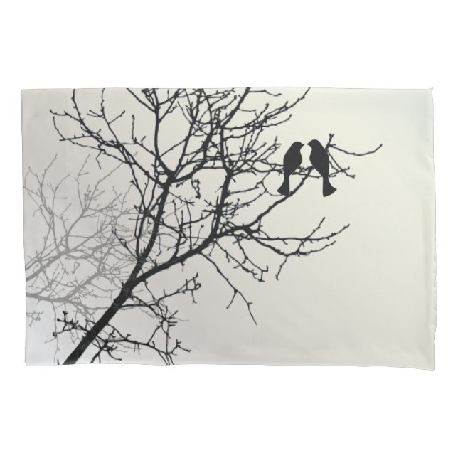zen nature landscape black white tree silhouette pillowcase (Front-Left)